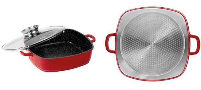 Stoneline 13896 Stoneline Casseruola quadrata in alluminio pressofuso con rivestimento antiaderente, coperchio salva aroma in vetro e 2 presine termoisolanti, anche per induzione, 28 x 28 cm. Stoneline 13896 Stoneline Casseruola quadrata in alluminio pressofuso con rivestimento antiaderente, coperchio salva aroma in vetro e 2 presine termoisolanti, anche per induzione, 28 x 28 cm.