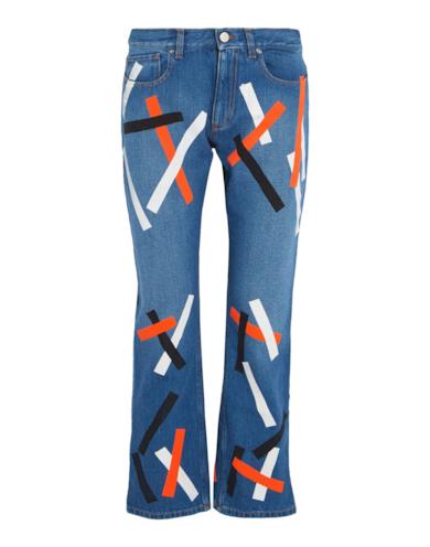 Jeans a zampa con applicazioni a contrasto