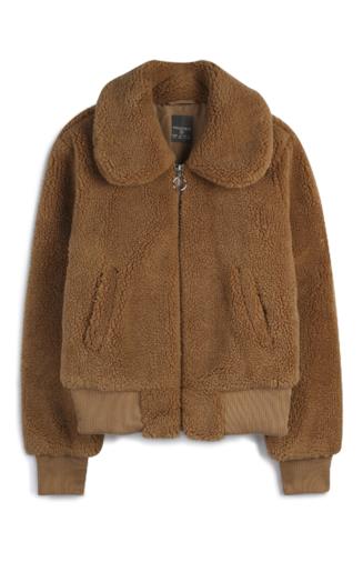 Bomber color cuoio in sherpa