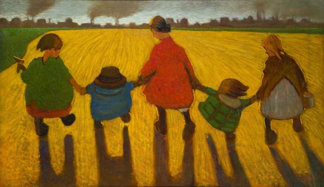 A lucca la mostra L’artista bambino Infanzia e primitivismi nell’arte italiana del primo Novecento 15. Carlo Erba Le trottole del sobborgo che vanno, 1915 olio su tela, cm 108x178 Collezione privata