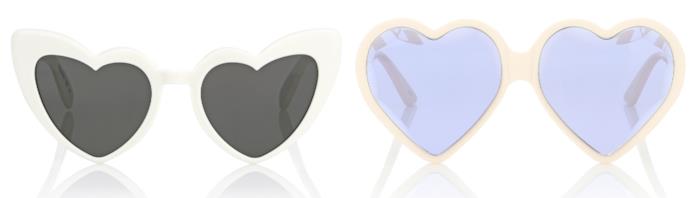Occhiali da sole bianchi dalla forma a cuore di tendenza per l'A/I 2018-19 Occhiali da sole a cuore di moda per l'autunno inverno 2018-19