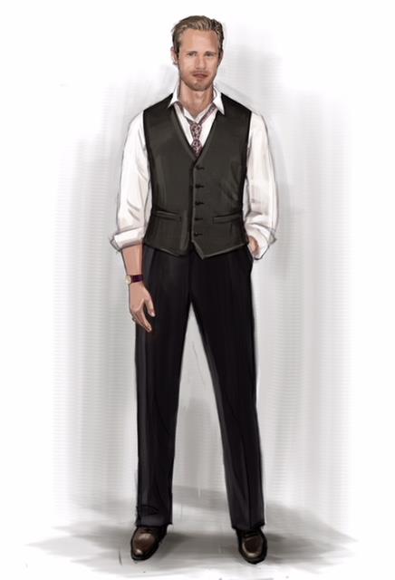 Uno dei look di Alexander Skarsgård Un bozzetto per Alexander Skarsgård