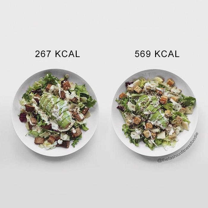 Due insalate apparentemente identiche Due insalate con ingredienti leggermente diversi