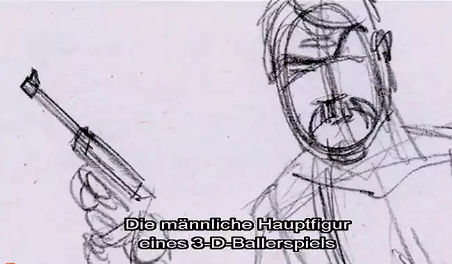 Schizzo della primissima versione maschile di Lara Croft Un disegno del primo protagonista di Tomb raider