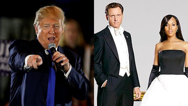 In Scandal entrerà un nuovo personaggio ispirato al candidato alla presidenza Donald Trump Donald Trump affiancato a Olivia Pope e il Presidente FItz