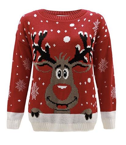 Maglione con la renna Maglione rosso col disegno di una renna