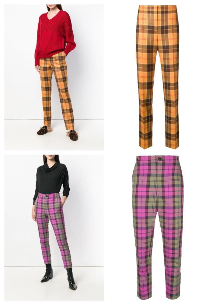 Pantaloni fantasia tartan moda autunno inverno 2018-19 A quadretti scozzesi, i pantaloni di tendenza tartan A/I 2018-19