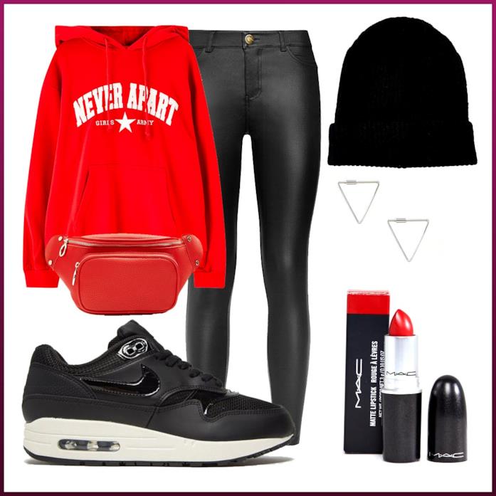 Outfit urban con felpa stile college oversize Outfit urban con felpa stile college oversize