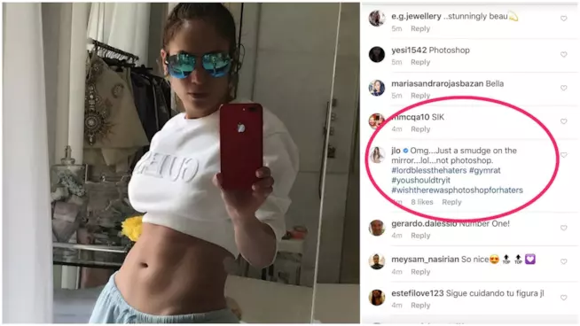 Jennifer Lopez risponde alle accuse di Photoshop degli haters Gli addominali di Jennifer Lopez