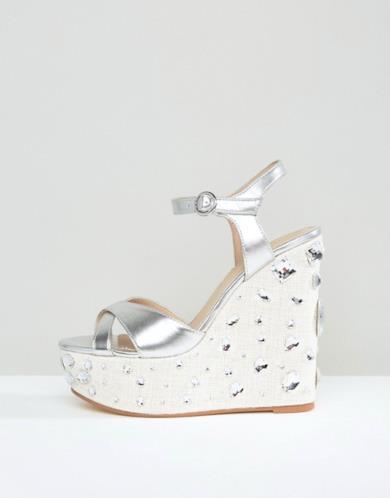 ASOS - TIDAL WAVE - Sandali con zeppa con gemme