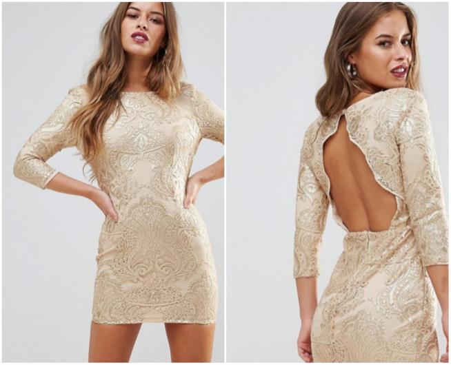 Abito con scollatura Abito champagne con scollatura sulla schiena