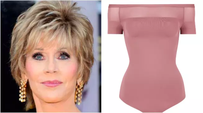 Wolford e il body dedicato a Jane Fonda Collage tra Jane Fonda e il body Wolford