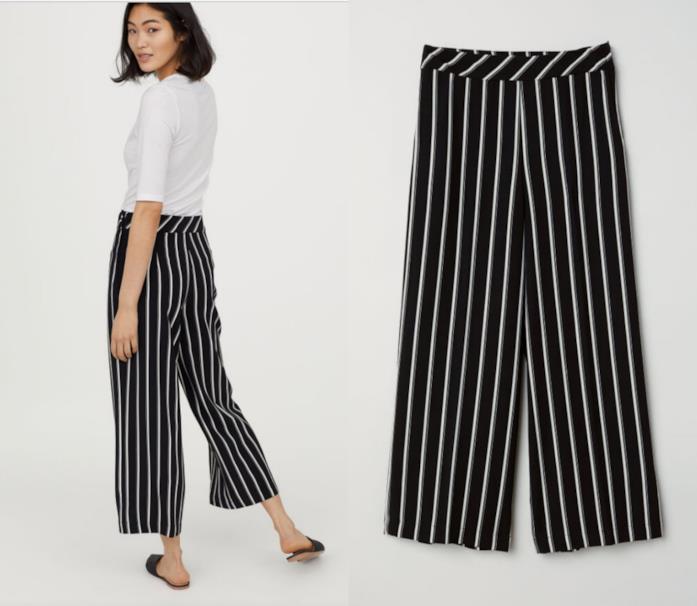Pantaloni cropped a righe Pantaloni a righe bianche e nere