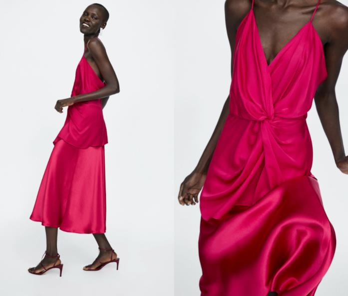 Top satinato fucsia di tendenza Top satinato fucsia di moda per l'autunno inverno 2018