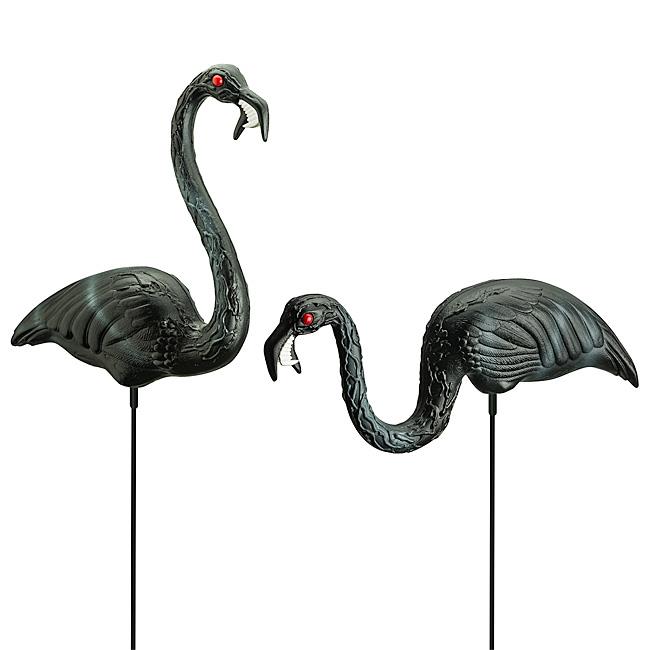 Fenicotteri zombie Due decorazioni per la casa a forma di fenicotteri zombie