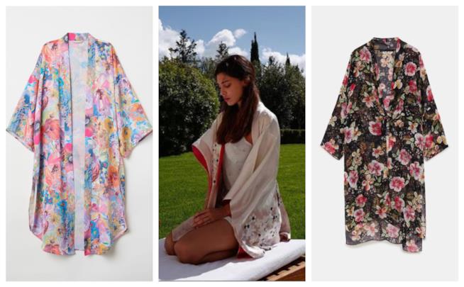 Belen Rodriguez indossa un kimono stampa floreale La showgirl Belen Rodriguez con un kimono rosa cipria