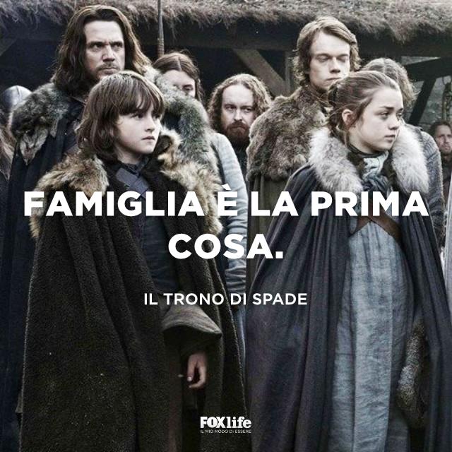Citazione famiglia prima cosa Arya Stark con altri personaggi