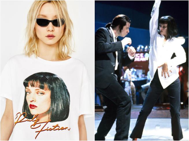 T-shirt Pulp Fiction La maglietta di Bershka di Pulp Fiction e una scena del film in cui Mia e Vincent ballano