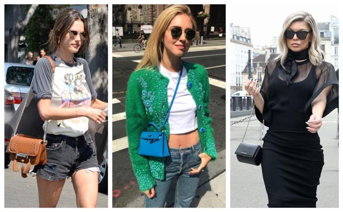 Alessandra Ambrosio, Chiara Ferragni e Fergie indossano le borse a tracolla mini Le star scelgono le borse a tracolla mini per l'estate
