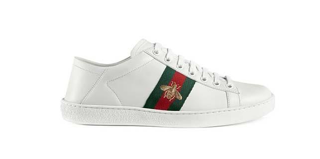 Gucci Sneakers bianca in pelle Senakers Gucci con applicazione ricamo ape