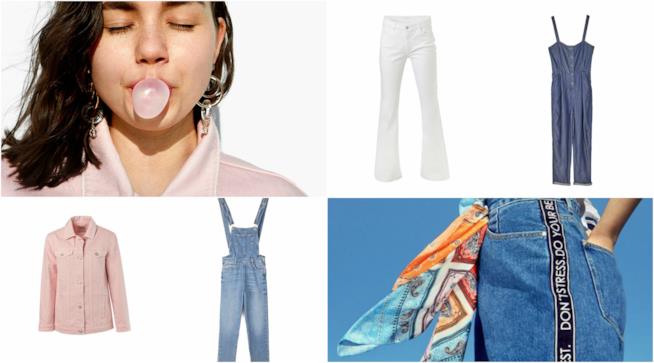 Giubbotto, shorts, salopette, tuta in denim primavera estate 2018 Capi di abbigliamento in denim moda P/E 2018