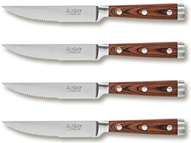 Set Coltelli da Bistecca in Acciaio Inox con Manico in Pakkawood