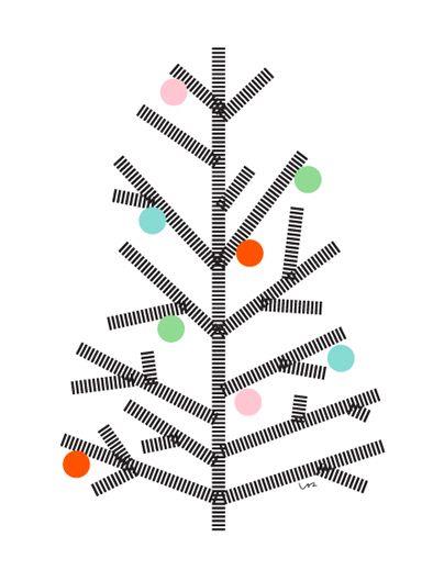 Albero di Natale con washi tape Albero natalizio stilizzato da parete