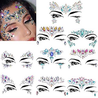 Strass per viso temporanei tattoos (9 Pieces)