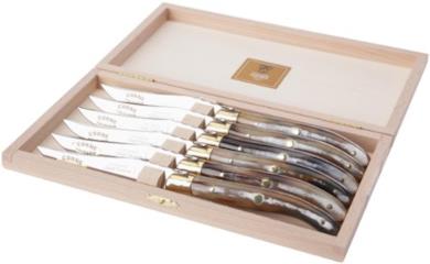 Set di 6 coltelli da bistecca con manico in corno