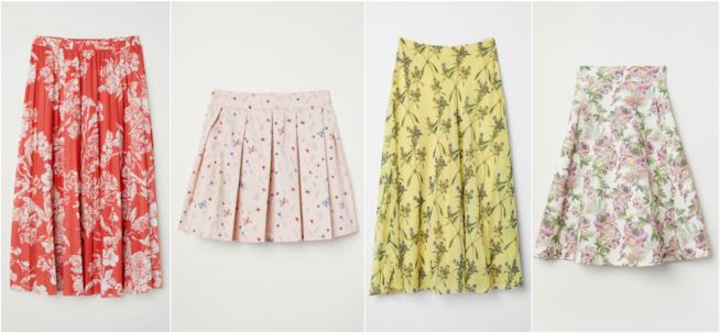 Gonne a fiori o con la stampa paisley Gonne e minigonne a ruota o a pieghe H&M