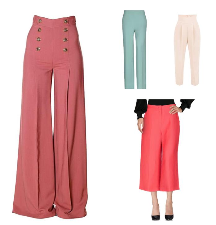 Pantaloni a vita alta nei colori di tendenza per l'autunno inverno 2018-19 A vita alta e color block, i pantaloni di moda A/I 2018-19