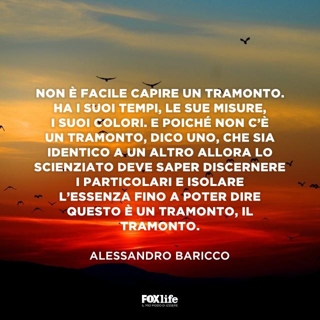 Frase di Baricco sul tramonto Stormo di uccelli al tramonto