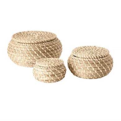 Cestini con coperchio in rattan