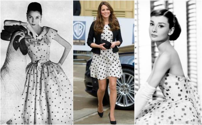 Audrey Hepburn e Kate Middleton fan dei vestiti a pois Le star che hanno indossato i vestiti a pois come Kate Middleton