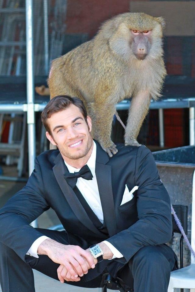 Evan Antin Il veterinario Evan Antin con una scimmia