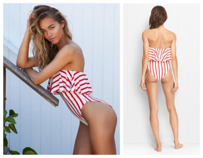 Costume da bagno intero a righe di moda per l'estate 2018 A righe e intero, il costume da bagno di tendenza per l'estate