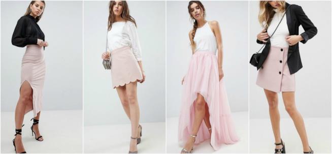Minigonne, longuette e modello maxi per le gonne in Millennial Pink moda P/E 2018 Le gonne in rosa di tendenza per l'estate 2018