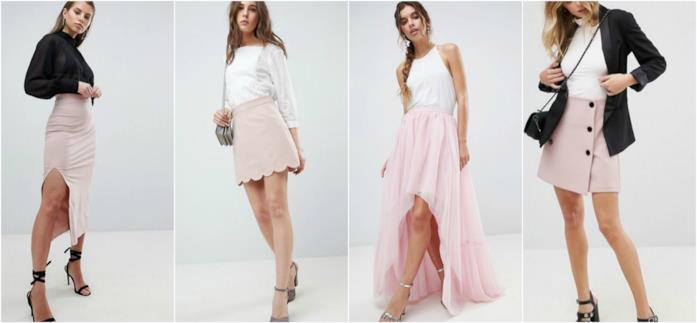 Minigonne, longuette e modello maxi per le gonne in Millennial Pink moda P/E 2018 Le gonne in rosa di tendenza per l'estate 2018