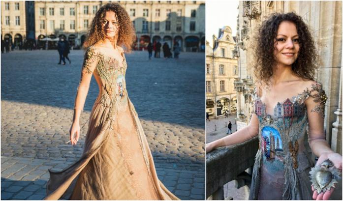 L'abito omaggio alla città di Arras Sylvie Facon e l'abito dedicato alla sua città