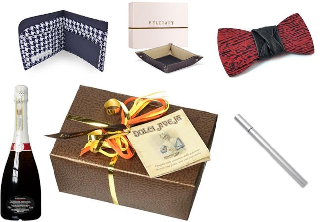 prodotti made in Italy su Amazon portafoglio, svuotatasche, papillon, prosecco, cioccolatini e penna