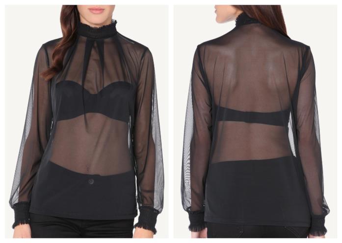 Maglia a maniche lunghe in tulle In tulle, la maglia a maniche lunghe
