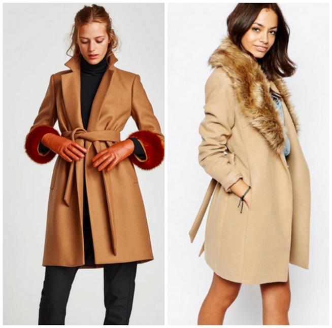 Il cappotto con pelliccia Cappotto cammello e inserti di pelo