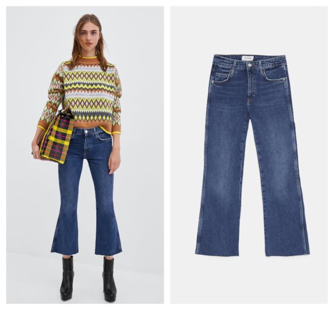 Jeans cropped flare alla caviglia moda autunno inverno 2018-19 Jeans di moda per l'autunno inverno 2018-19 taglio cropped