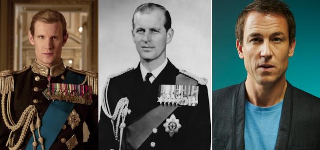 Matt Smith, Il principe Filippo di Edimburgo e Tobias Menzies Gli attori Matt Smith e Tobias Menzies ed il principe Filippo di Edimburgo