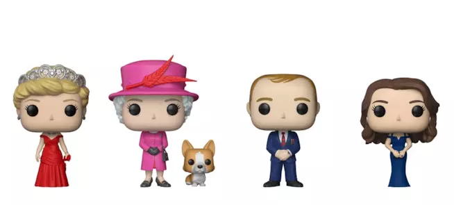 Alcuni dei Pop! Royals di Funko Le figurine Funko Pop di Lady D, la regina Elisabetta, il Principe Willliam e la Duchessa Kate