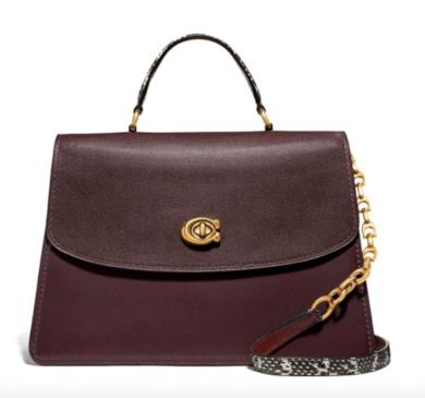 borsa parker top handle 32 in blocchi di colore con dettaglio in pelle di serpente