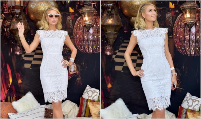 Paris Hilton - Look pizzo Collage di Paris Hilton in tubino di pizzo