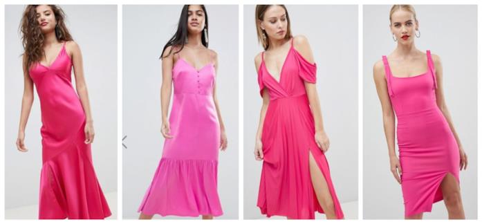Slip dress fucsia di tendenza per l'estate 2018 Vestiti sottoveste fucsia di moda per l'estate 2018