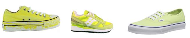 Scarpe lime Collage di scarpe sportive color lime