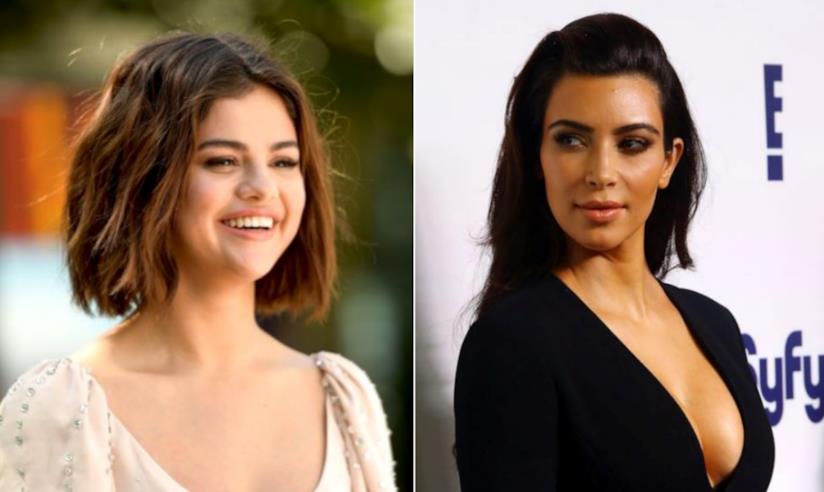 Selena Gomez e Kim Kardashian senza trucco Collage tra Selena Gomez e Kim Kardashian
